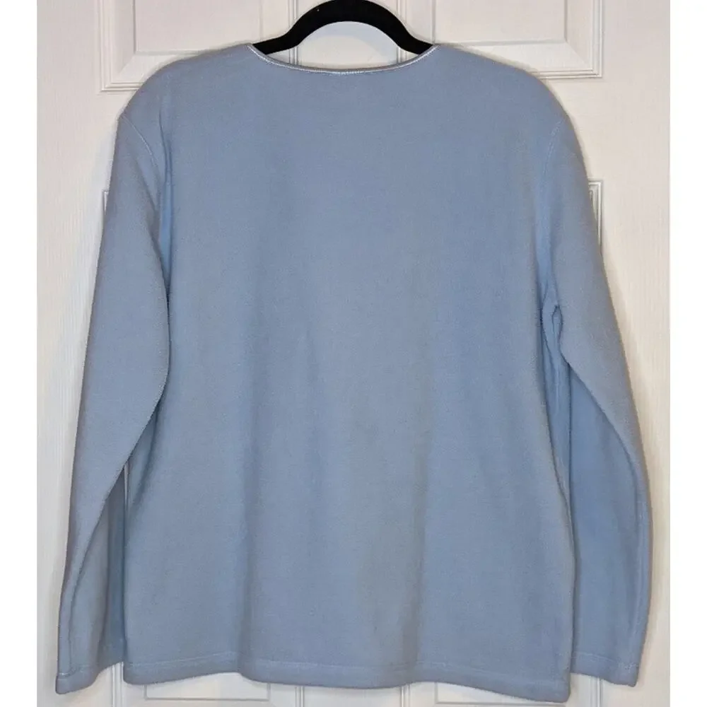 Disney Blue Mickey & Minnie Christmas Gift Long Sleeve Fleece Pullover Top L - Picture 9 of 10